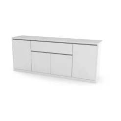 Credenza bianco lucida 210x45x85h cm 4 ante e 1 cassetto - Plutone