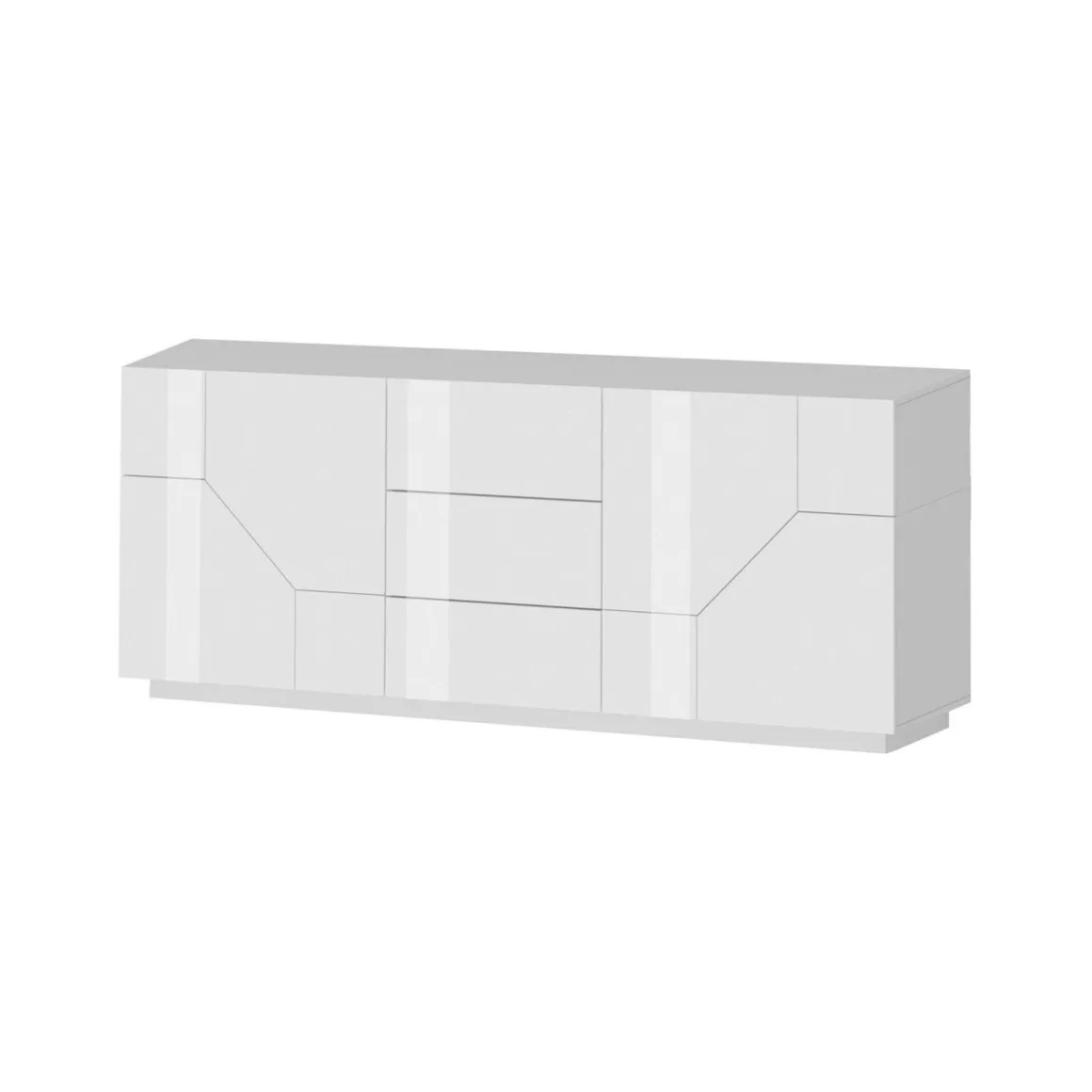 Cucina|Madie > Dmora Credenza bianco lucida 220x43x86h cm 4 ante e 3 cassetti - Ayrton Bianco Lucido