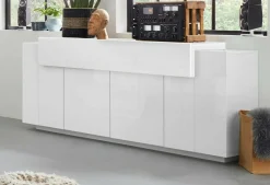Credenza bianco lucida 220x45x85h cm 5 ante - Discordia