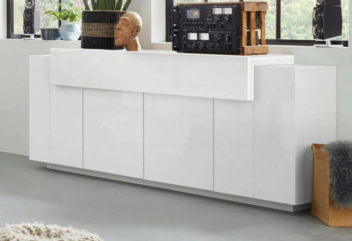 Credenza bianco lucida 220x45x85h cm 5 ante - Discordia