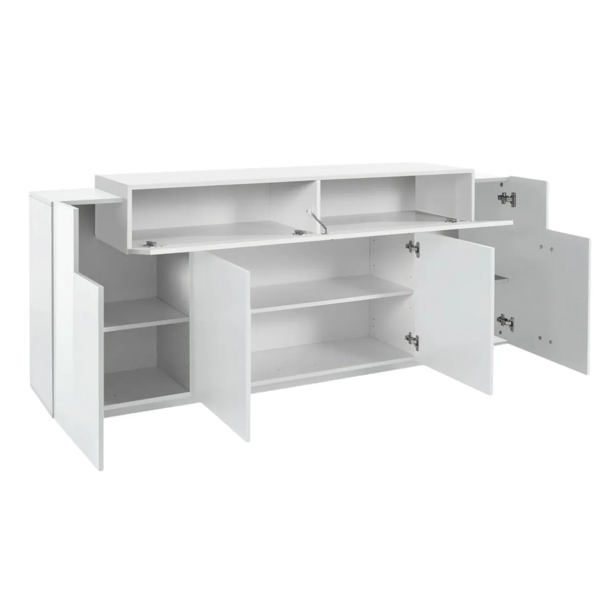 Credenza bianco lucida 220x45x85h cm 5 ante - Discordia