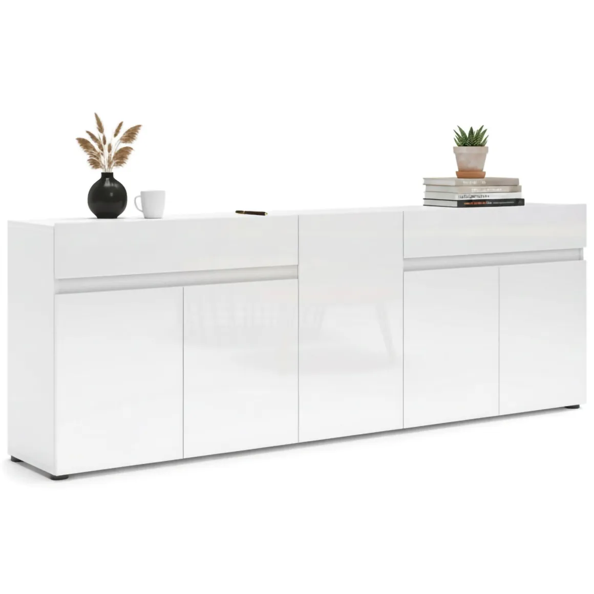 Cucina|Madie > Dmora Credenza bianco lucida 79x43x86h cm 2 ante - Amento Bianco Lucido