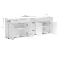 Cucina|Madie > Dmora Credenza bianco lucida 79x43x86h cm 2 ante - Amento Bianco Lucido
