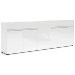 Cucina|Madie > Dmora Credenza bianco lucida 79x43x86h cm 2 ante - Amento Bianco Lucido