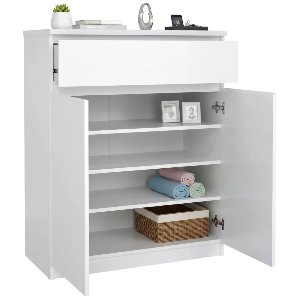 Cucina|Madie > Dmora Credenza bianco lucida 81x44x86h cm 2 ante - Arli Bianco Lucido