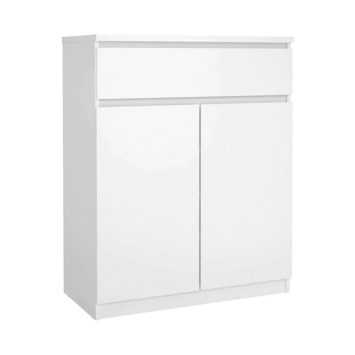 Credenza bianco lucida 80x40x100h cm 2 ante e 1 cassetto - Genziana