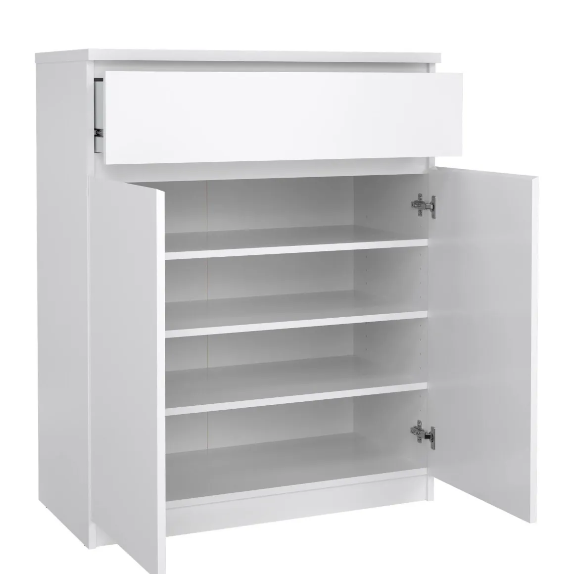 Credenza bianco lucida 80x40x100h cm 2 ante e 1 cassetto - Genziana