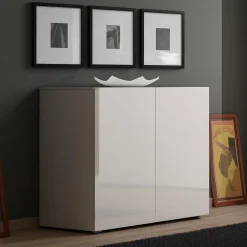 Credenza bianco lucida 90x38x79h cm 2 ante - Ortoclasio