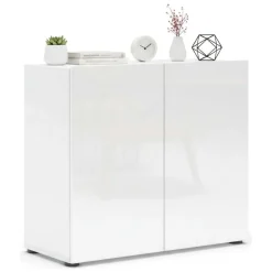 Credenza bianco lucida 90x38x79h cm 2 ante - Ortoclasio