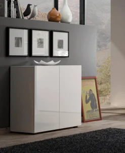 Credenza bianco lucida 90x38x79h cm 2 ante - Ortoclasio