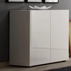 Credenza bianco lucida 90x38x79h cm 2 ante - Ortoclasio