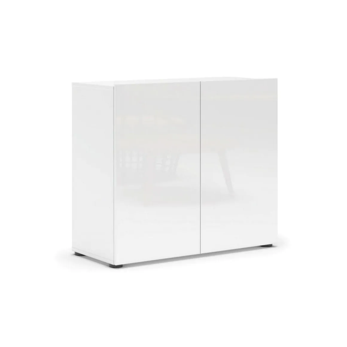 Credenza bianco lucida 90x38x79h cm 2 ante - Ortoclasio