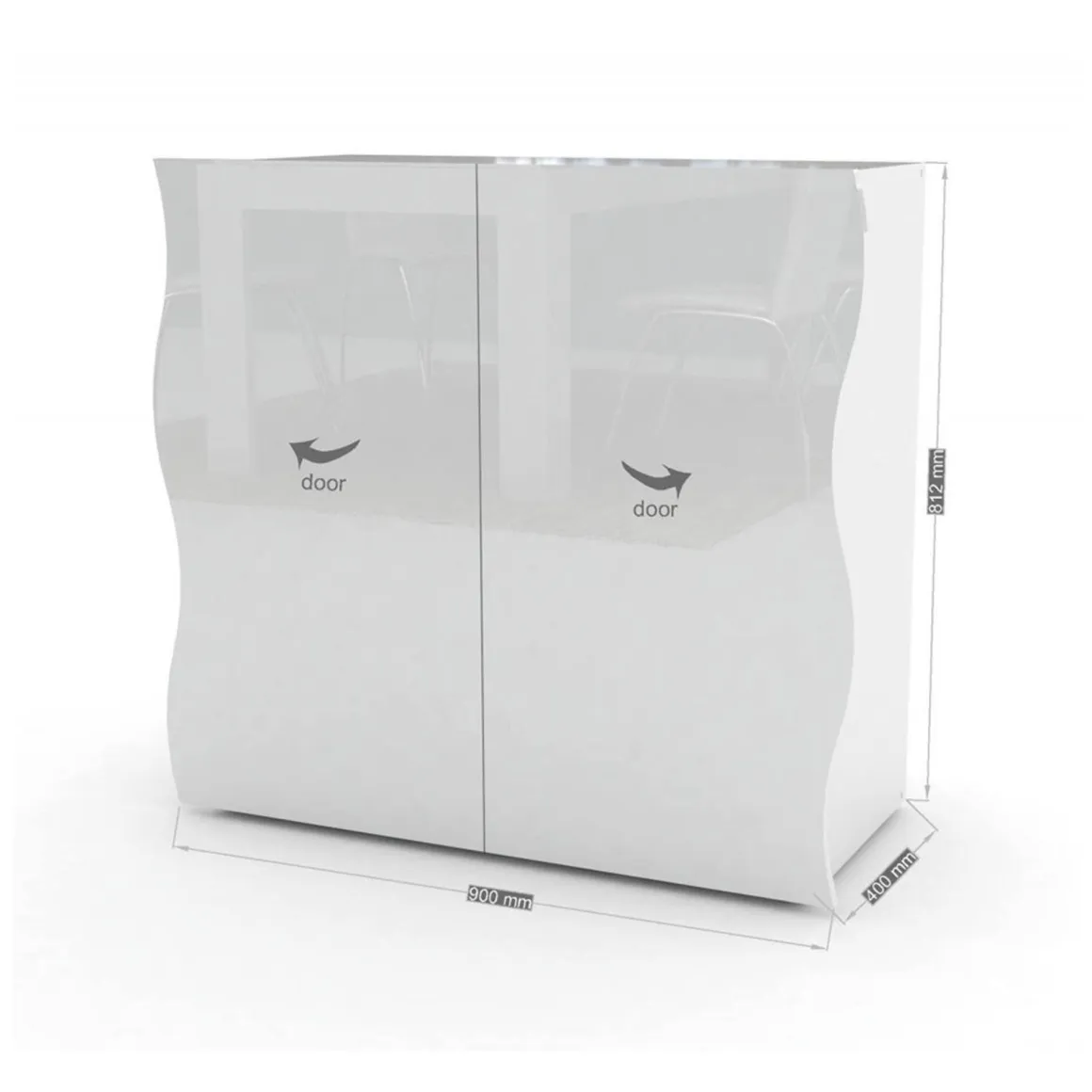 Credenza bianco lucida 90x40x81h cm 2 ante e 2 cassetti - Anifares