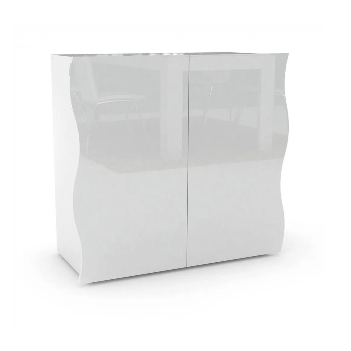 Credenza bianco lucida 90x40x81h cm 2 ante e 2 cassetti - Anifares