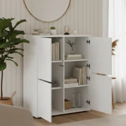 Credenza bianco lucida 100x41x126h cm 4 ante - Ara