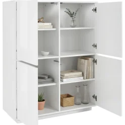 Credenza bianco lucida 100x41x126h cm 4 ante - Ara