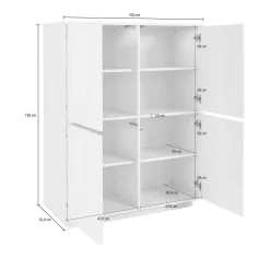 Credenza bianco lucida 100x41x126h cm 4 ante - Ara