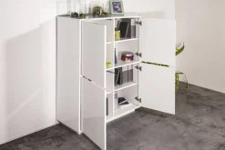 Credenza bianco lucida 100x41x126h cm 4 ante - Ara