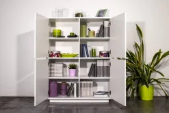 Credenza bianco lucida 100x41x126h cm 4 ante - Ara