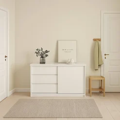 Credenza bianco lucida 118x50x75h cm 1 anta e 3 cassetti - Bebinca