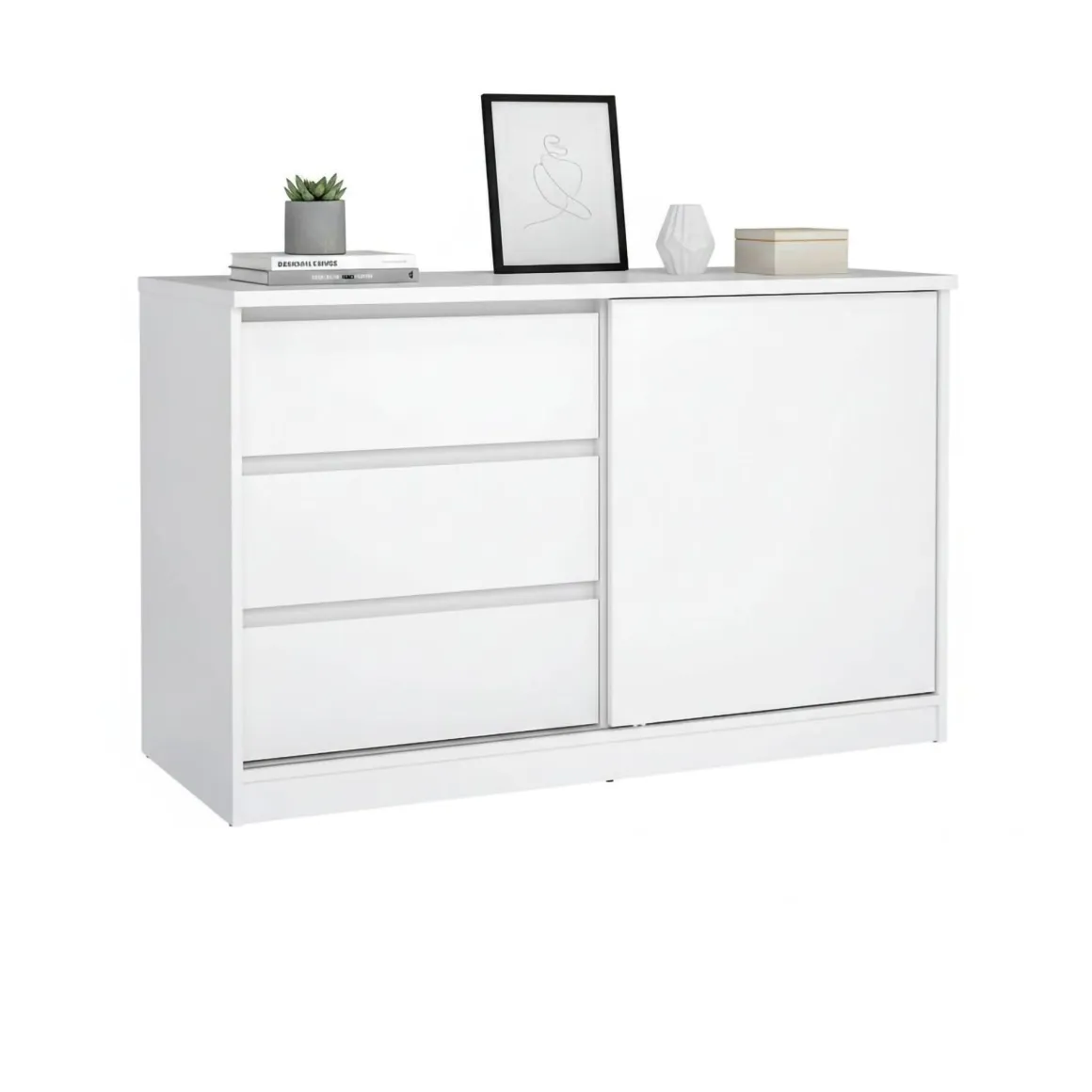 Cucina|Madie > Dmora Credenza bianco lucida 120x43x126h cm 4 ante - Abbabbau Bianco Lucido
