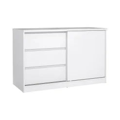 Credenza bianco lucida 118x50x75h cm 1 anta e 3 cassetti - Bebinca