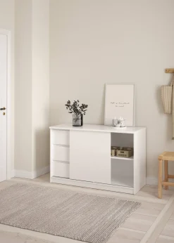 Cucina|Madie > Dmora Credenza bianco lucida 120x43x126h cm 4 ante - Abbabbau Bianco Lucido