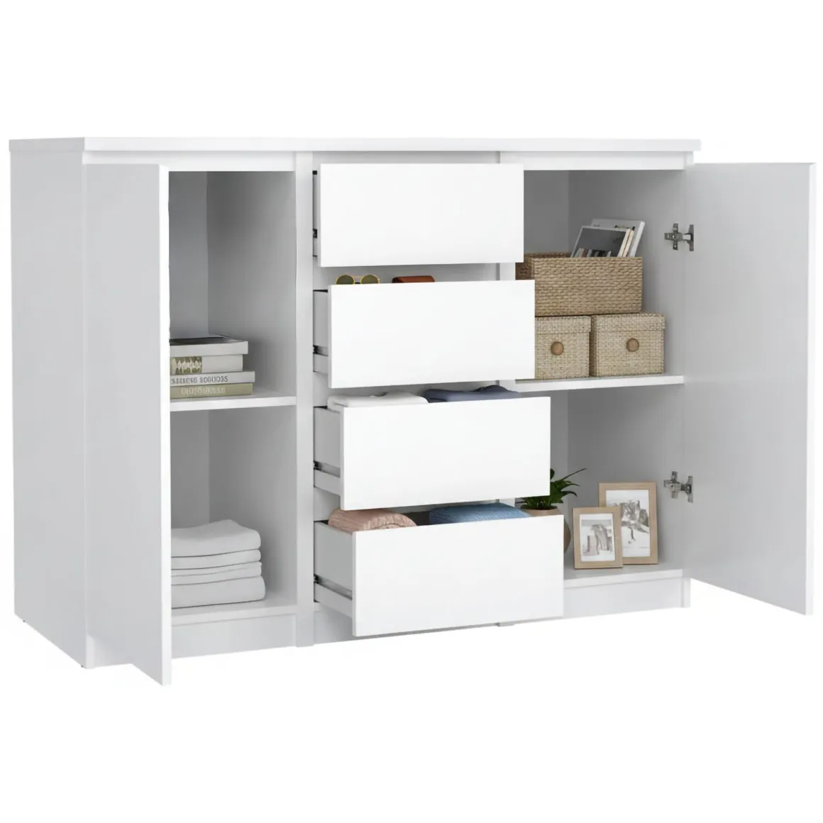 Cucina|Madie > Dmora Credenza bianco lucida 121x38x86h cm 2 ante - Acab Bianco Lucido