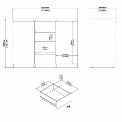 Cucina|Madie > Dmora Credenza bianco lucida 121x38x86h cm 2 ante - Acab Bianco Lucido