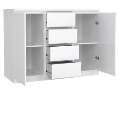 Credenza bianco lucida 120x50x90h cm 2 ante e 4 cassetti - Angelika