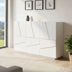 Credenza bianco lucida 121x38x86h cm 3 ante - Axl