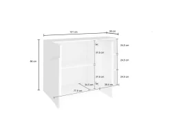 Cucina|Madie > Dmora Credenza bianco lucida 124x40x81h cm 2 ante e 4 cassetti - Aksa Bianco Lucido