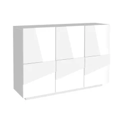 Cucina|Madie > Dmora Credenza bianco lucida 124x40x81h cm 2 ante e 4 cassetti - Aksa Bianco Lucido