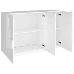 Cucina|Madie > Dmora Credenza bianco lucida 124x40x81h cm 2 ante e 4 cassetti - Aksa Bianco Lucido