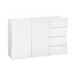 Credenza bianco lucida 124x40x81h cm 2 ante e 4 cassetti - Athos