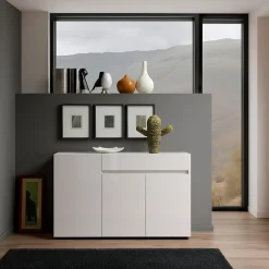 Credenza bianco lucida 135x38x79h cm 3 ante e 1 cassetto - Deodata
