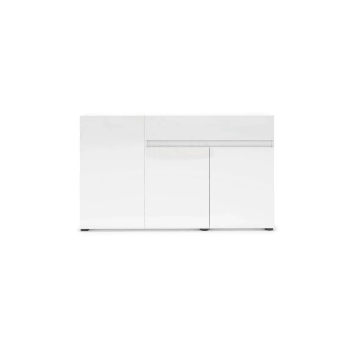 Cucina|Salotto > Dmora Credenza bianco lucida 140x43x86h cm 2 ante e 3 cassetti - Favonio Bianco Lucido