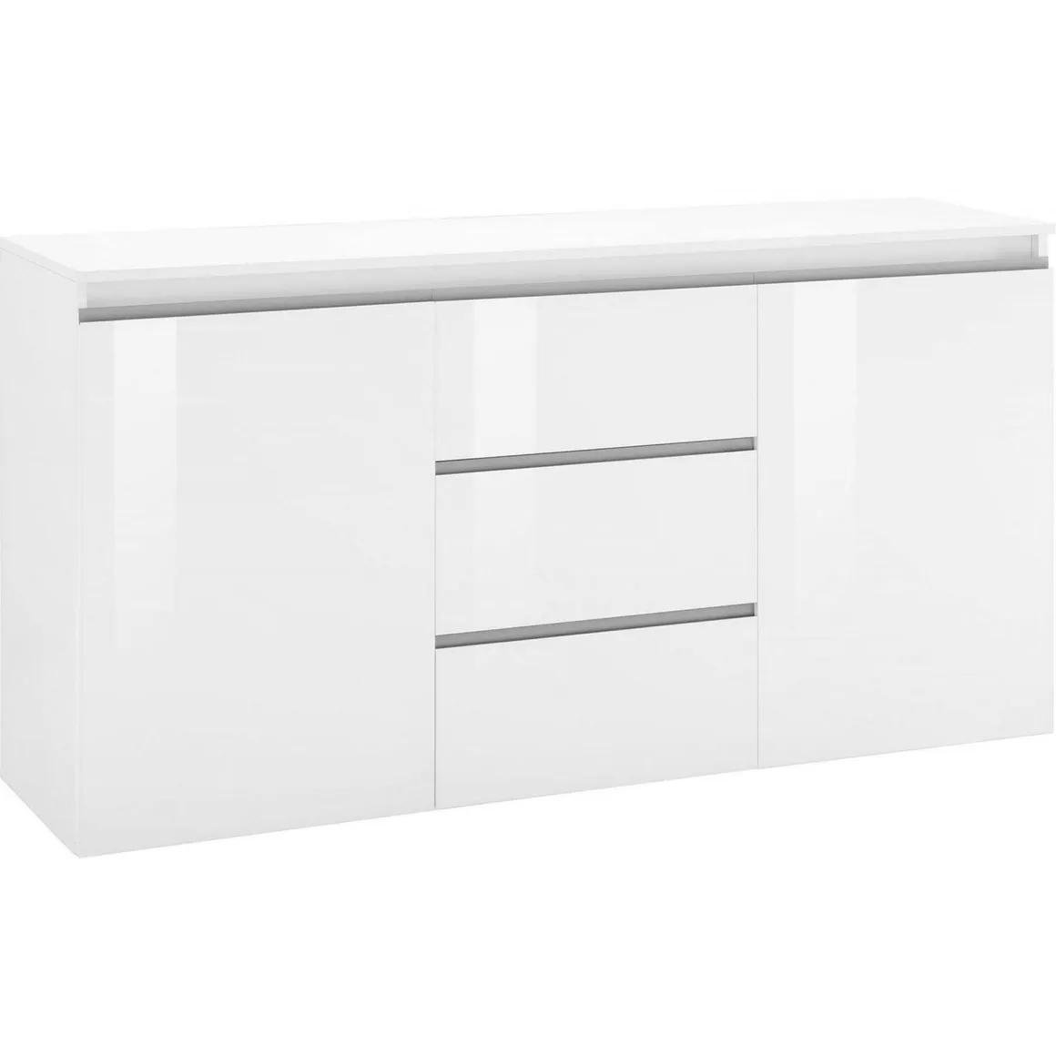 Credenza bianco lucida 150x40x81h cm 2 ante e 3 cassetti - Amoco