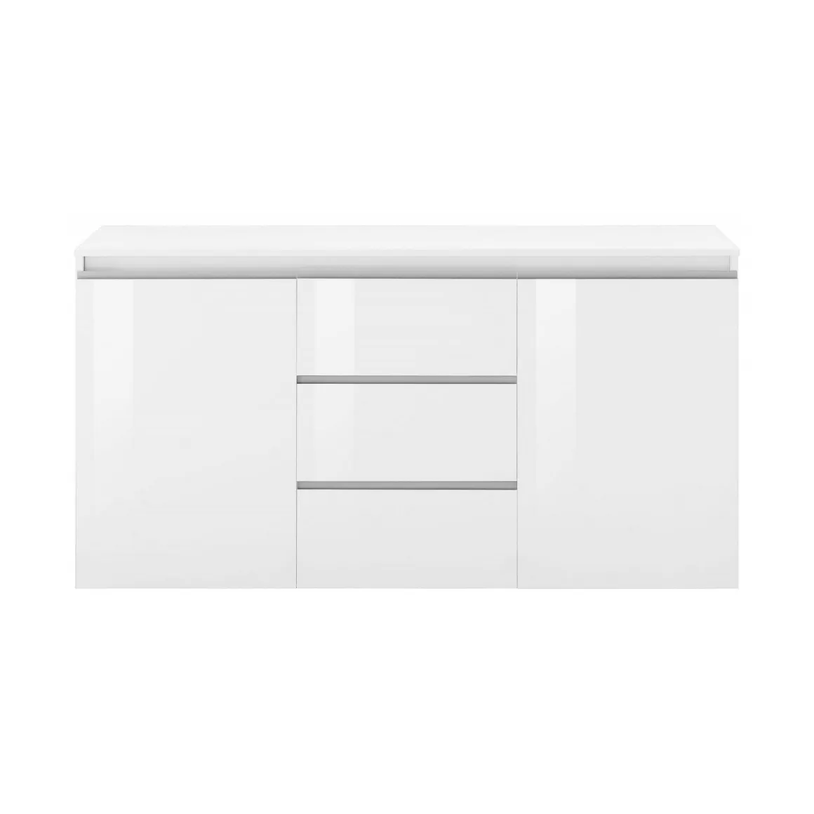 Credenza bianco lucida 150x40x81h cm 2 ante e 3 cassetti - Amoco