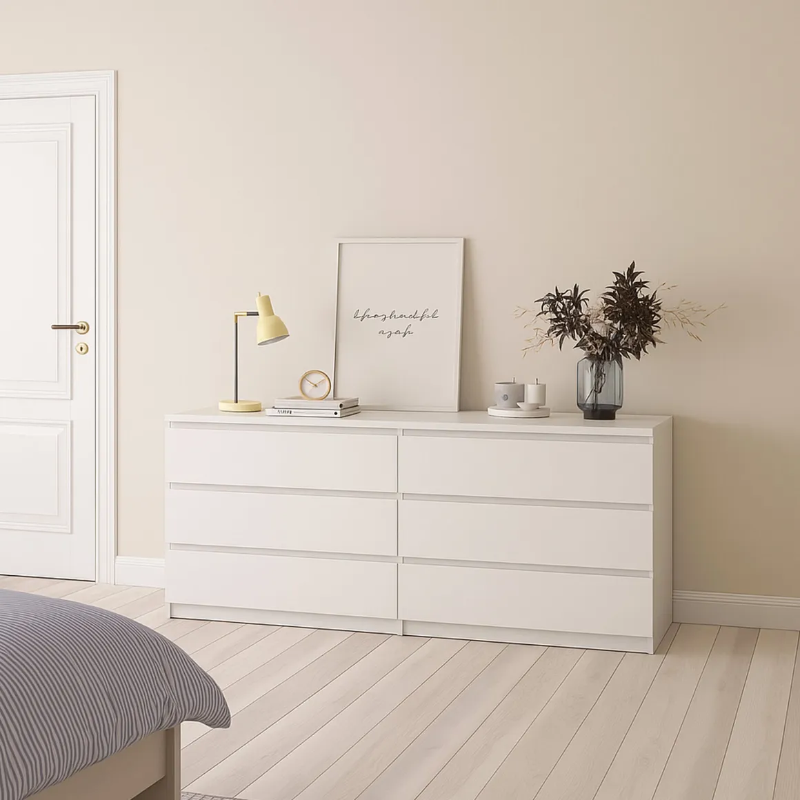 Credenza bianco lucida 153x50x68h cm 6 cassetti - Joyce