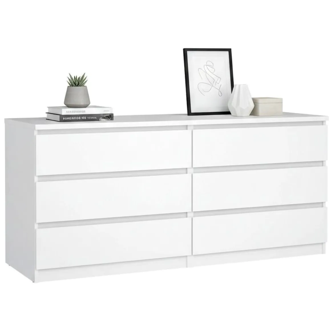 Credenza bianco lucida 153x50x68h cm 6 cassetti - Joyce