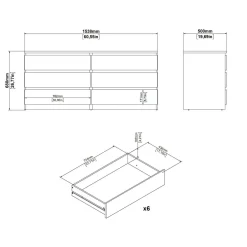 Credenza bianco lucida 153x50x68h cm 6 cassetti - Joyce