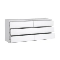 Credenza bianco lucida 153x50x68h cm 6 cassetti - Joyce