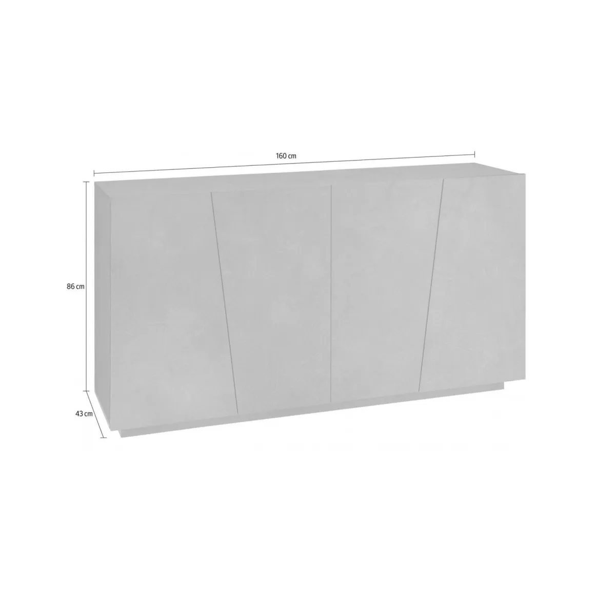 Credenza bianco lucida 158x43x86h cm 4 ante - Ackhab