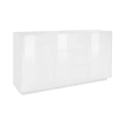 Credenza bianco lucida 160x41x86h cm 2 ante e 3 cassetti - Aysha