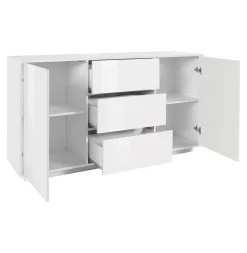 Credenza bianco lucida 160x41x86h cm 2 ante e 3 cassetti - Aysha