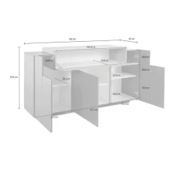 Credenza bianco lucida 160x46x85h cm 4 ante - Aschly