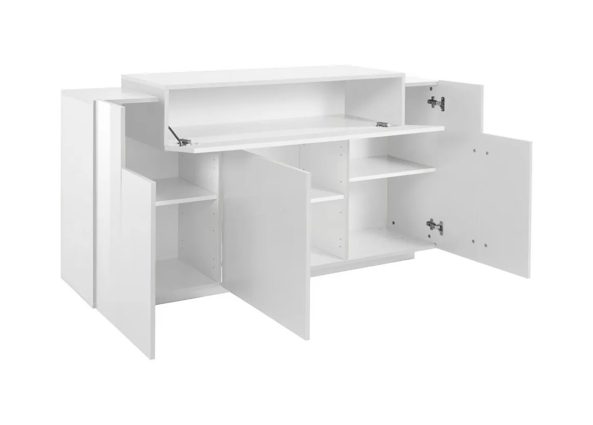 Credenza bianco lucida 160x46x85h cm 4 ante - Aschly