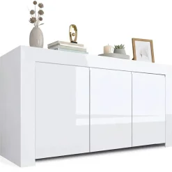 Credenza bianco lucida 162x50x83h cm 3 ante - Zenobia