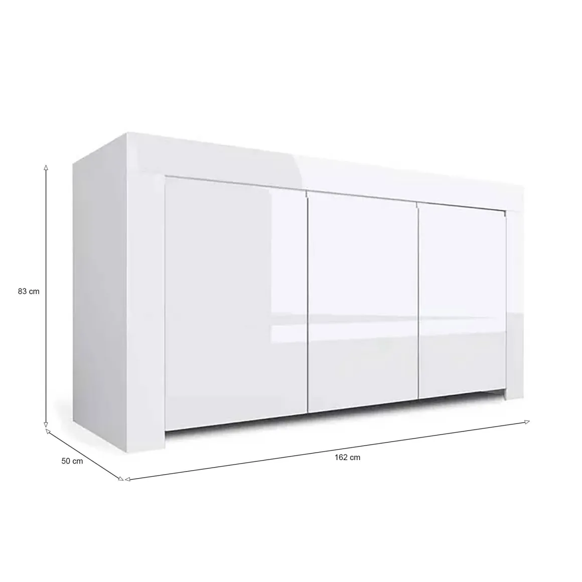 Credenza bianco lucida 162x50x83h cm 3 ante - Zenobia